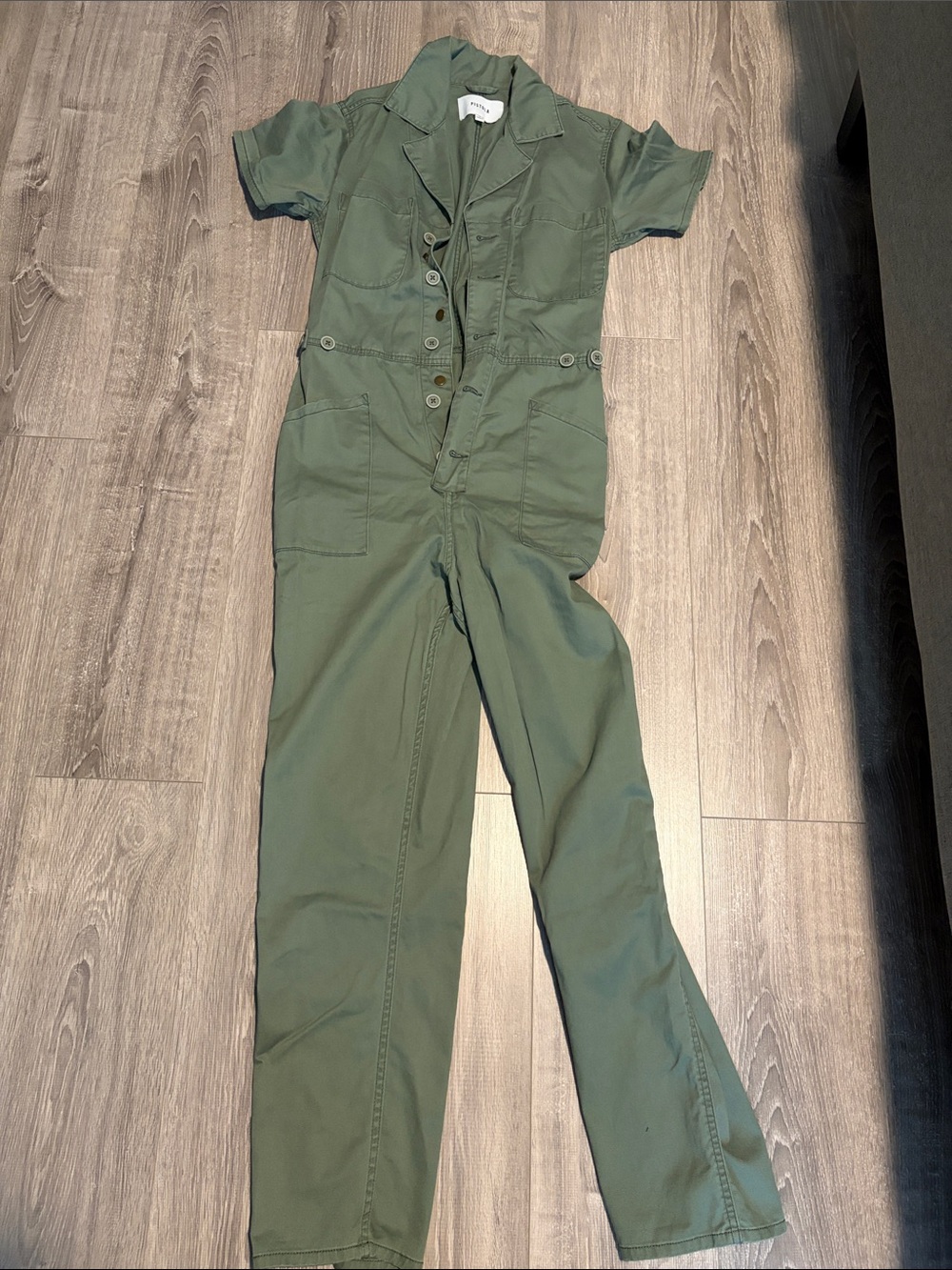pistola Olive Green Short-Sleeve Utility Jumpsuit